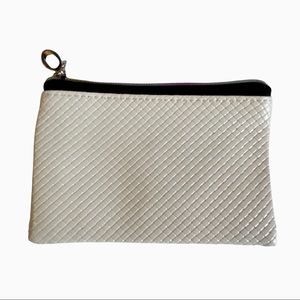 PU Leather Large Slim Wallet Change Purse Business Card Holder in Off White, NEW
